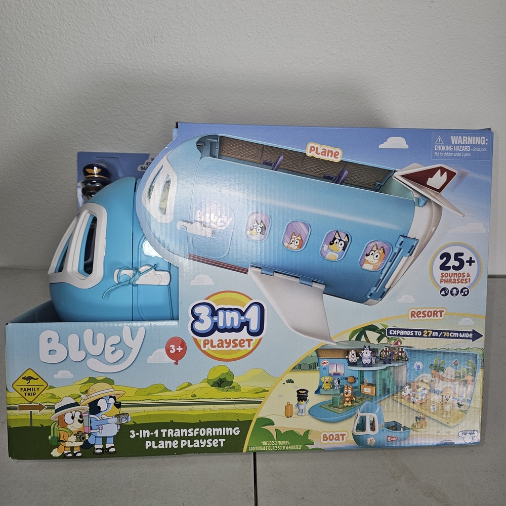 Bluey 3-in-1 Transforming Plane Playset - Blue